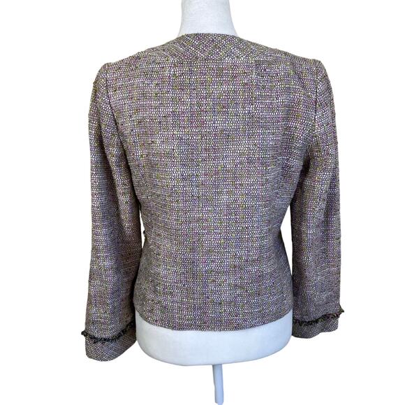 J.Crew Sz S Confetti Tweed Blazer Jacket Pink Green Bracelet Sleeves Classic - Picture 8 of 16